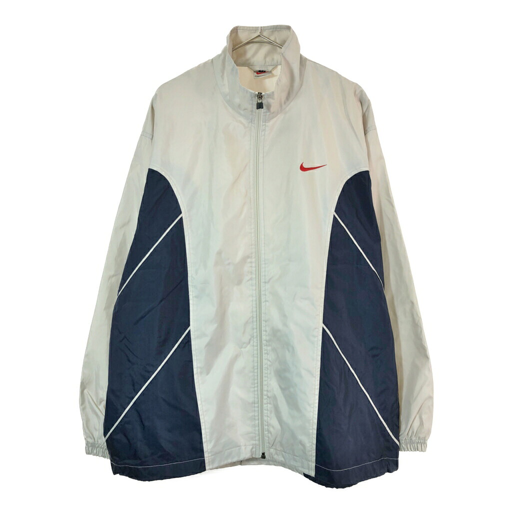 90年代 NIKE ナイキ ナイロンジャケット スポーツ ホワイト(メンズ M)中古 古着 X4907