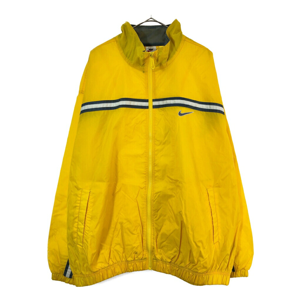90年代 NIKE ナイキ ナイロンジャケット 大きいサイズ スポーツ イエロー(メンズ XXL)中古 古着 X4908