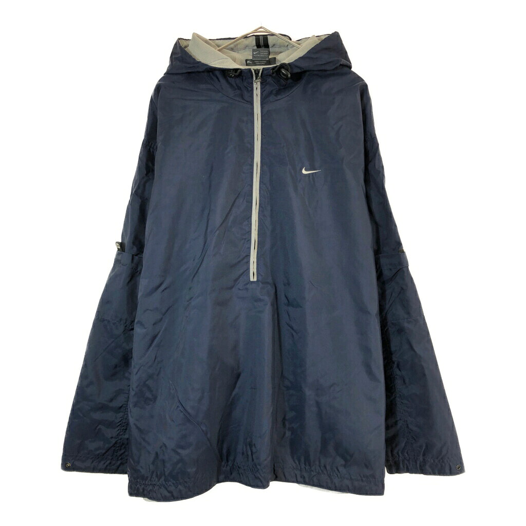 00年代 NIKE ナイキ ハーフジップ ナイロンジャケット スポーツ ネイビー(メンズ XL)中古 古着 X4910