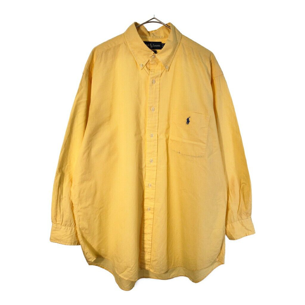 90年代 Polo by Ralph Lauren ポロ ラルフローレンYARMOUTH ボタンダウン 長袖シャツ ギンガムチェック(メンズ 17)中古 古着 X4933