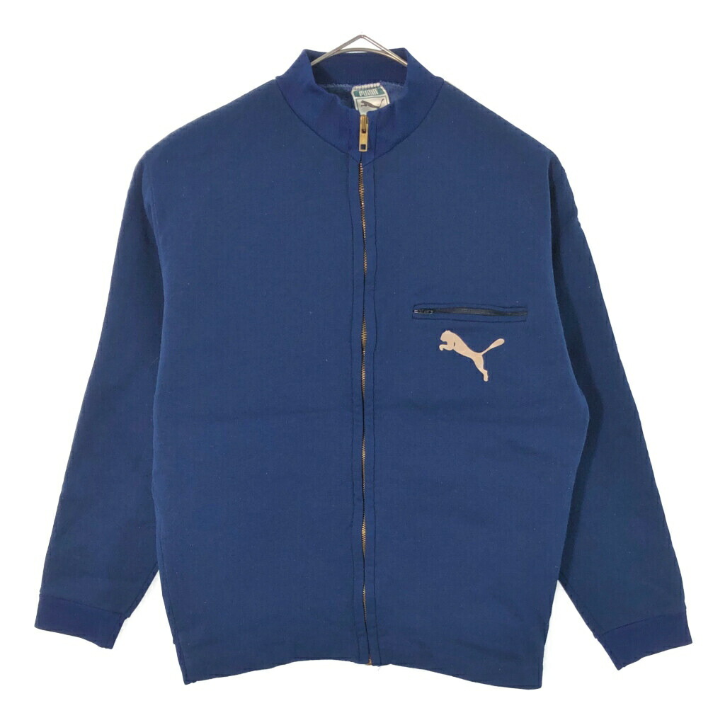 フランス製 PUMA プーマ トラックジャケット ヴィンテージ スポーツ ネイビー(レディース 2)中古 古着 X5041