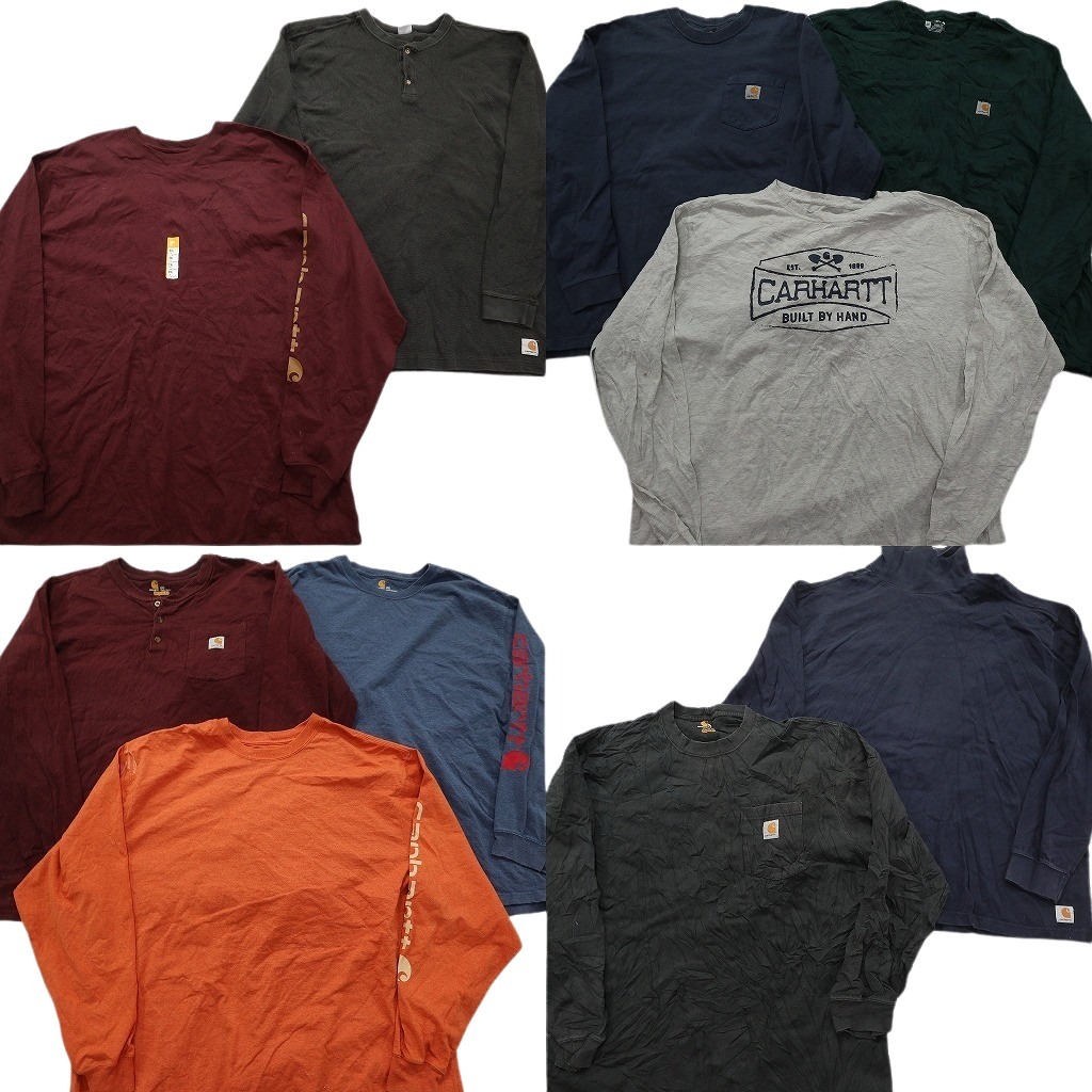 古着卸 まとめ売り カーハート Carhartt 長袖Tシャツ 10枚セット (メンズ 2XL ) ヘンリーネック モックネック 中古 古着 ND9098 17,250円