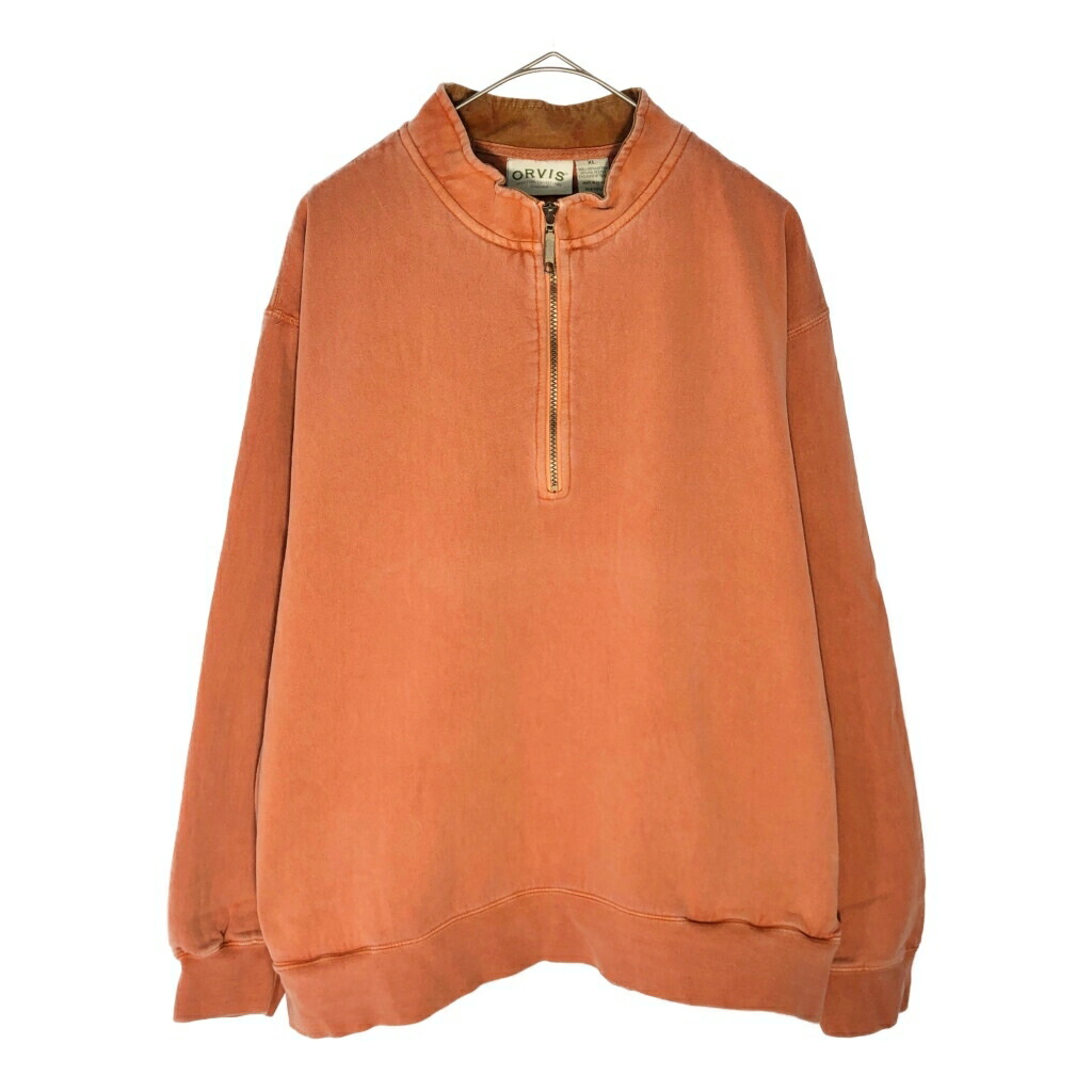 ORVIS オービス ハーフジップ スウェット オレンジ(メンズ XL)中古 古着 X5207
