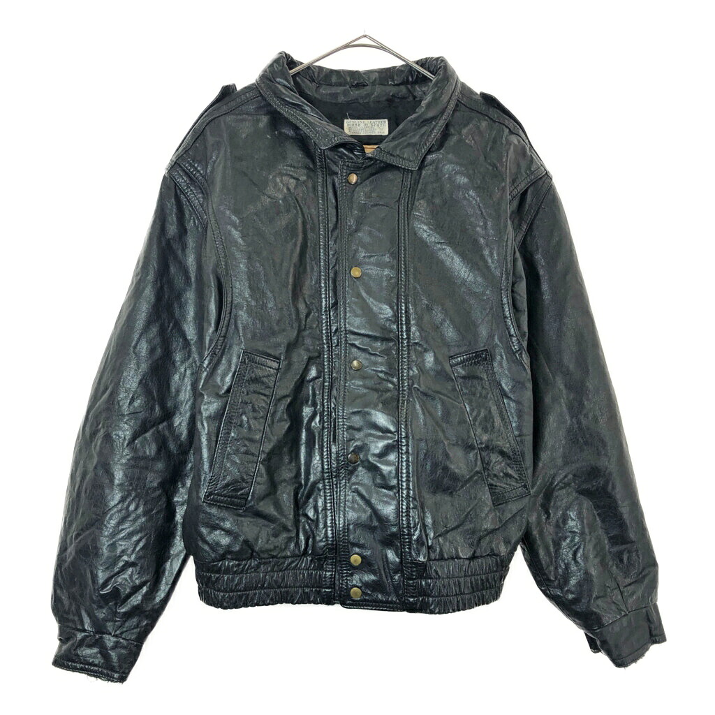 90年代 Oleg Cassini レザージャケット ブラック(メンズ 40)中古 古着 X5215|YAMAHISA USEDCLOTHINGSHOP