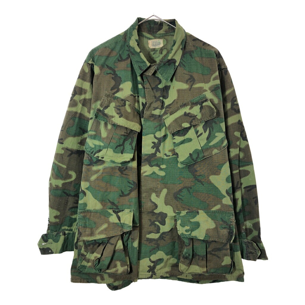 60年代 米軍実物 U.S.ARMY ファティーグジャケット ヴィンテージ ミリタリー ERDL迷彩(メンズ MEDIUM SHORT)中古 古着 X5239|YAMAHISA USEDCLOTHINGSHOP