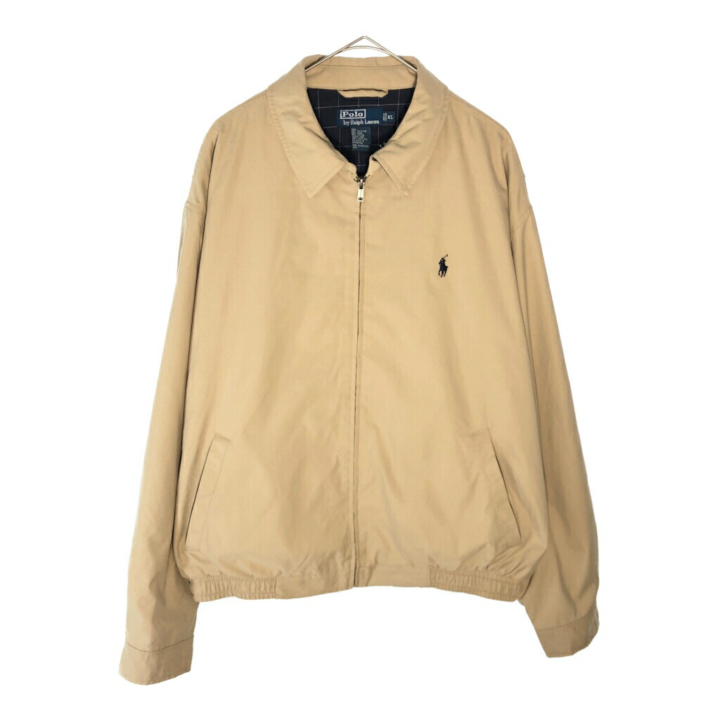 90年代 Polo by Ralph Lauren ポロ ラルフローレン スイングトップ ベージュ(メンズ XL)中古 古着 X5261