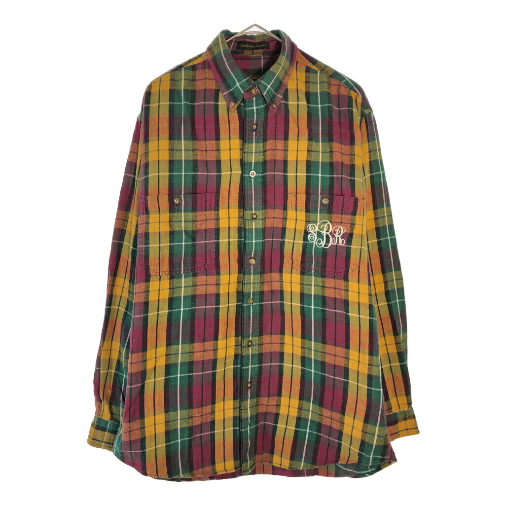 90年代 Eddie Bauer エディーバウアー フランネルシャツ アウトドア チェック マルチカラー(メンズ L)中古 古着 X5274
