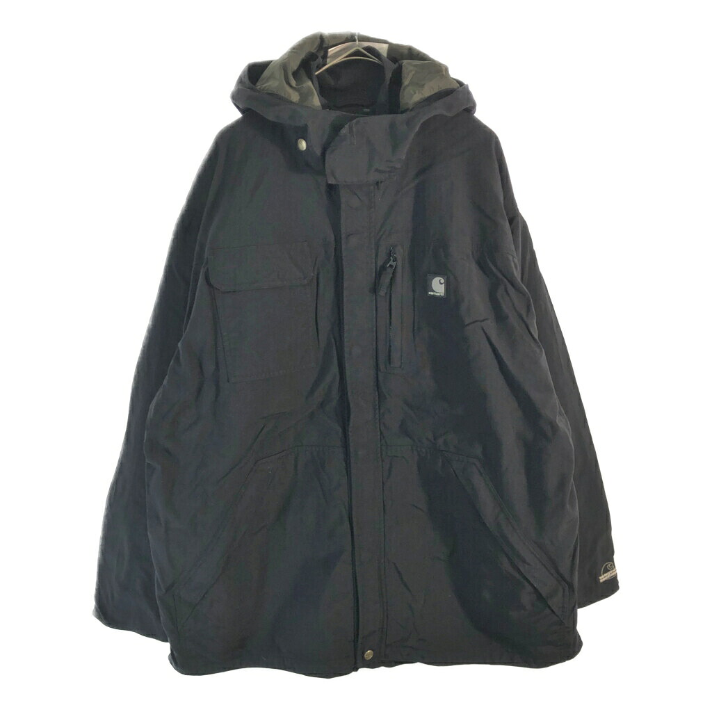 Carhartt カーハート ウォータープルーフ ナイロンパーカージャケット ブラック(メンズ XL)中古 古着 X5323|YAMAHISA USEDCLOTHINGSHOP