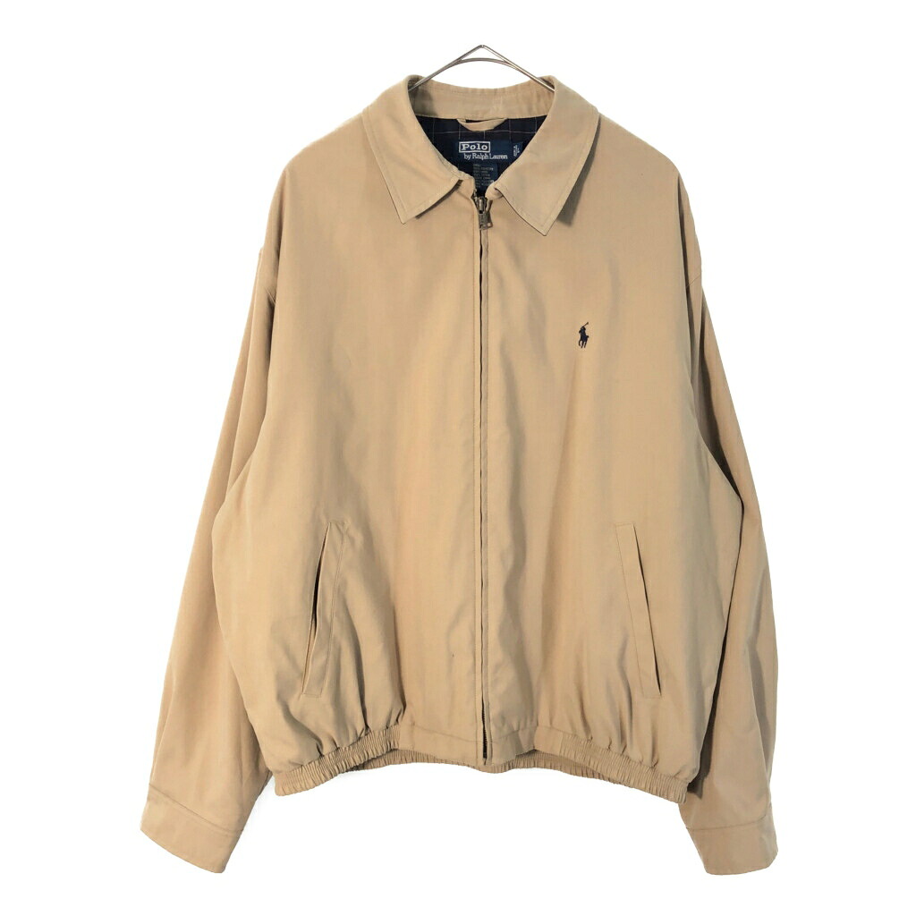 90年代 Polo by Ralph Lauren ポロ ラルフローレン スイングトップ ベージュ(メンズ L)中古 古着 X5381｜YAMAHISA USEDCLOTHINGSHOP