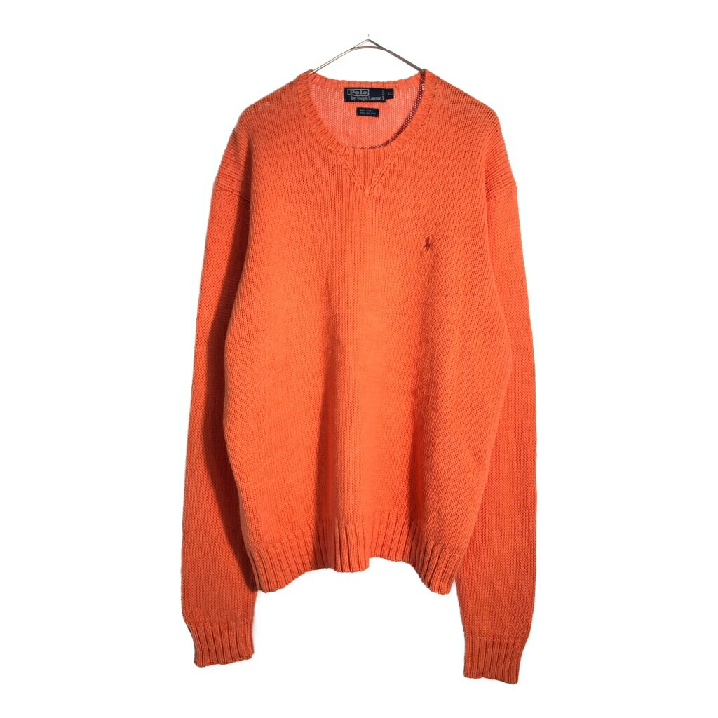 Polo by Ralph Lauren ポロ ラルフローレン ローゲージニット リネンコットンセーター オレンジ(メンズ XL)中古 古着 X5530｜YAMAHISA USEDCLOTHINGSHOP