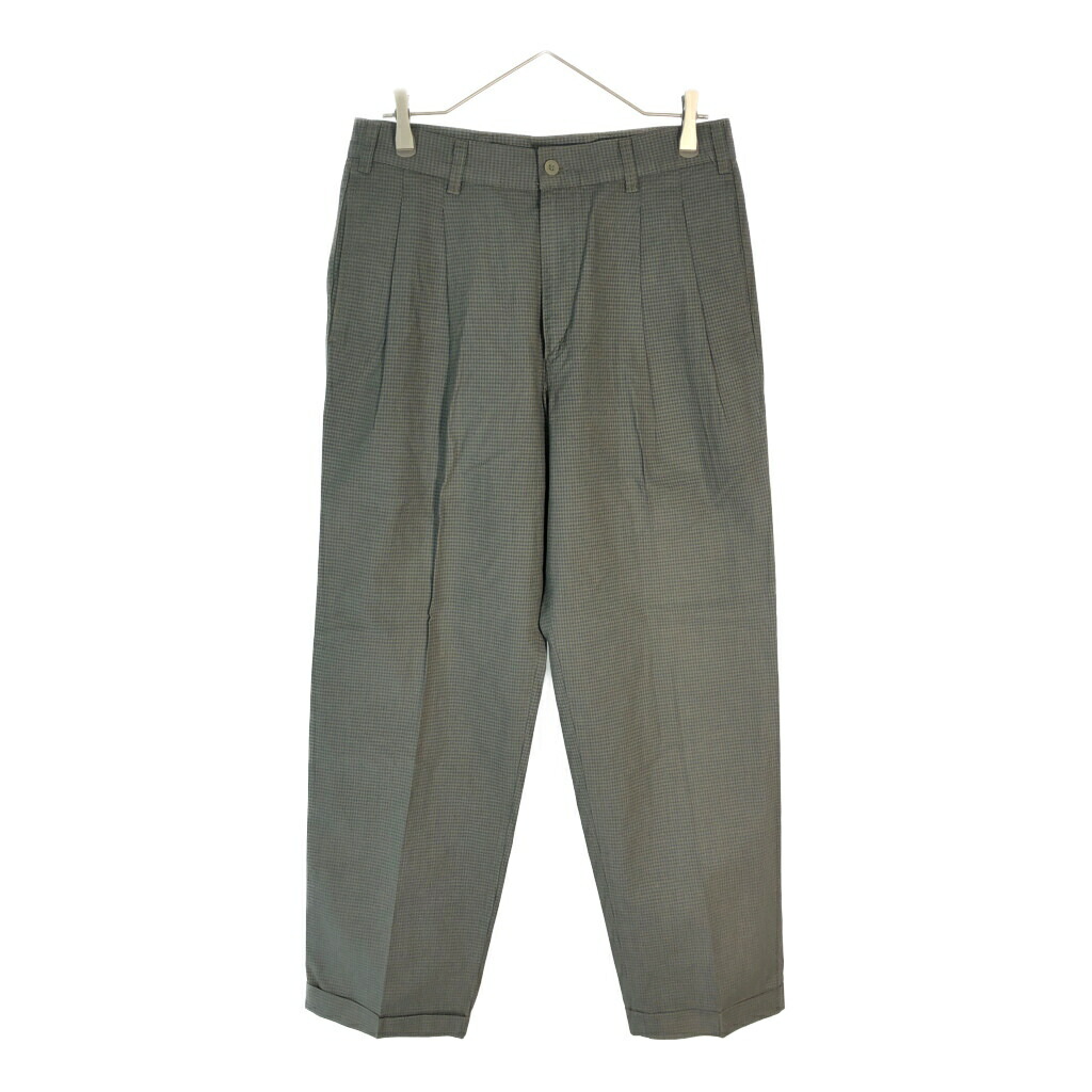 90年代 USA製 DOCKERS ドッカーズ 2タック スラックスパンツ チェック グリーン(メンズ W32 L30)中古 古着 X5677