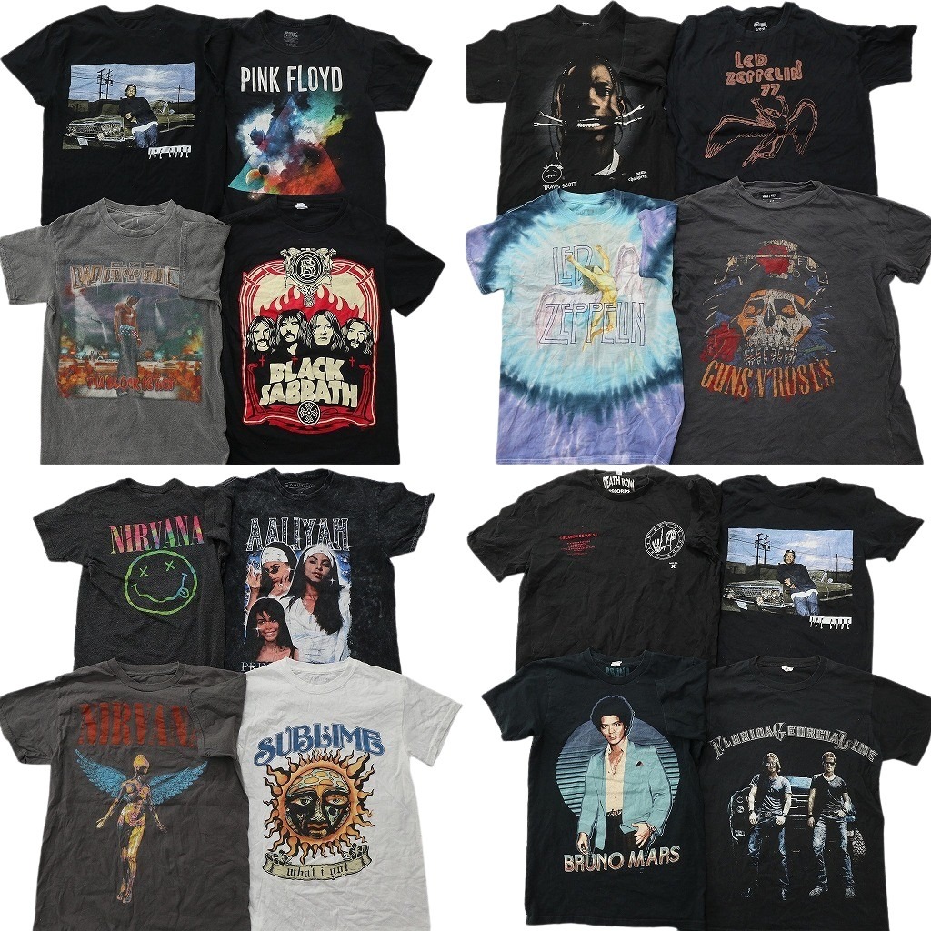 古着卸 まとめ売り 音楽・バンド 半袖Tシャツ 16枚セット (メンズ S ) ピンクフロイド アイスキューブ 人物 サブライム 中古 古着 ND9694