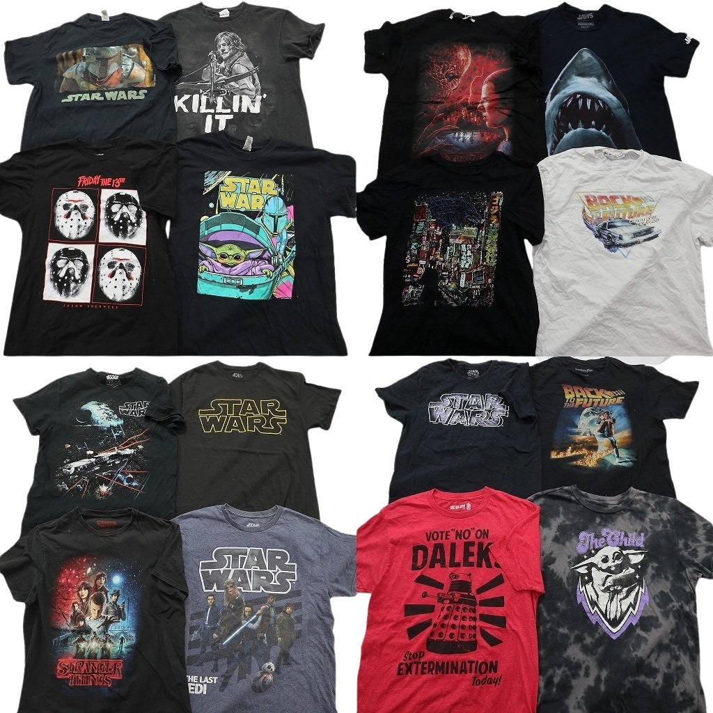 古着卸 まとめ売り 映画・ドラマ 半袖Tシャツ 16枚セット (メンズ M ) バックトゥザフューチャー スターウォーズ ジョーズ 中古古着 ND9969