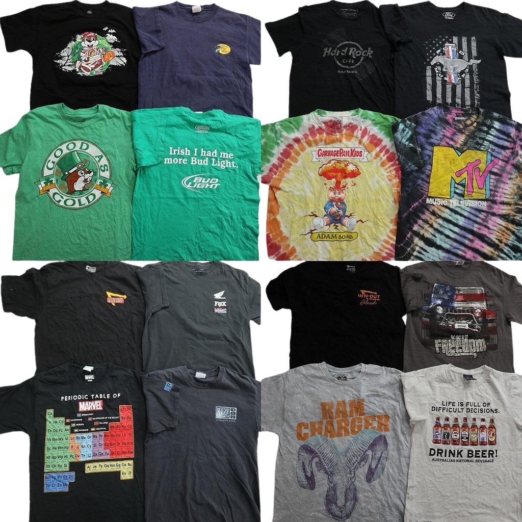 古着卸 まとめ売り 有名企業 半袖Tシャツ 16枚セット (メンズ M ) バッキーズ バスプロ マーベル ハードロックカフェ 中古 古着 ND9983