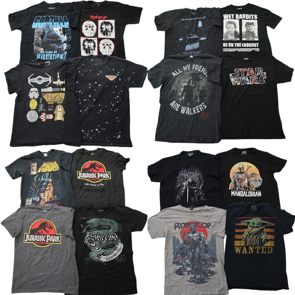 古着卸 まとめ売り 映画・ドラマ 半袖Tシャツ 16枚セット (メンズ M ) ゴジラ 13日の金曜日 ホラー 人物 ウォーキングデッド 中古 NE0004