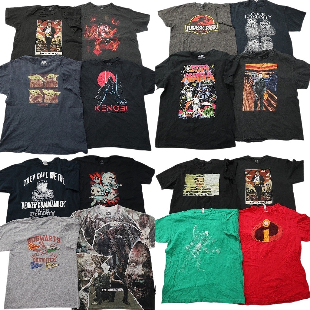 古着卸 まとめ売り 映画・ドラマ 半袖Tシャツ 16枚セット (メンズ XL ) ミスターインクレディブル 人物 ウォーキングデッド 中古 NE0007