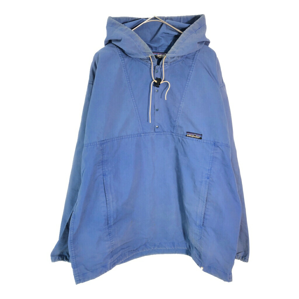 80年代 patagonia パタゴニア バギーズプルオーバー アノラックパーカージャケット アウトドア ブルー(メンズ XL)中古 古着 X5891