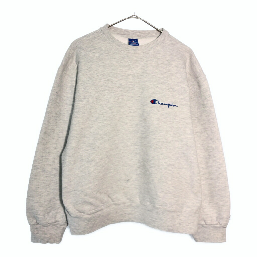 90年代 USA製 Champion チャンピオン ワンポイントロゴ スウェット グレー(メンズ X-LARGE)中古 古着 X6048