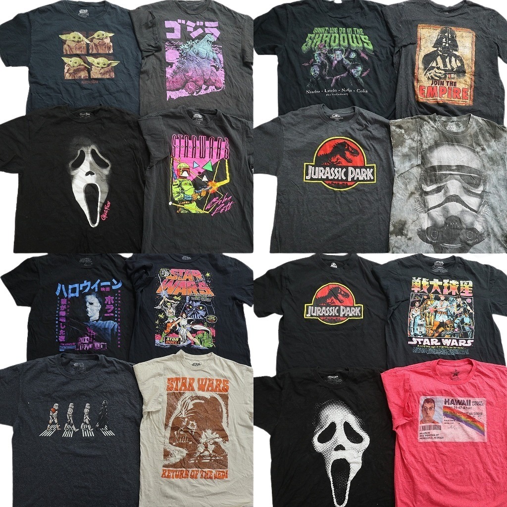 古着卸 まとめ売り 映画・ドラマ 半袖Tシャツ 16枚セット (メンズ L ) ゴジラ ホラー ゴーストフェイス ハロウィーン 中古 古着 NE0041