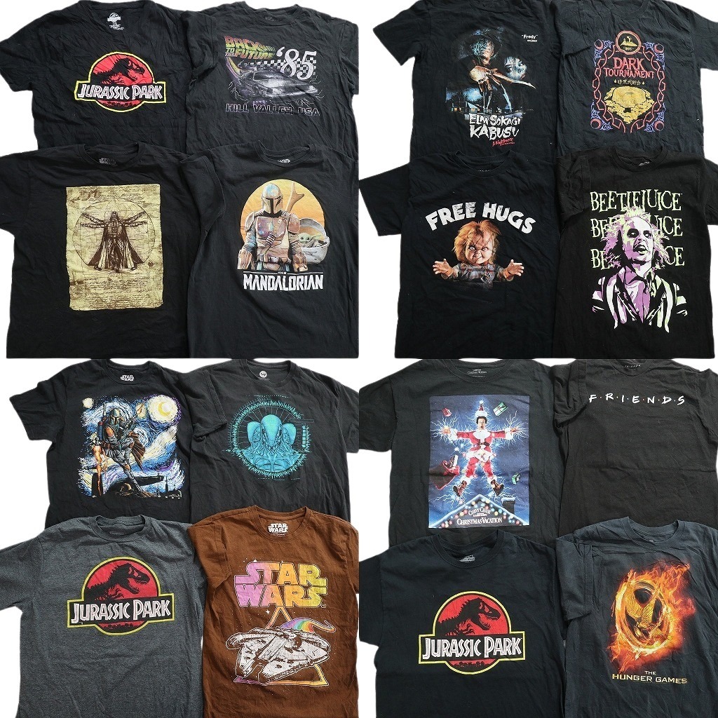 古着卸 まとめ売り 映画・ドラマ 半袖Tシャツ 16枚セット (メンズ M /L ) バックトゥザフューチャー ホラー チャッキー 中古 古着 NE0043