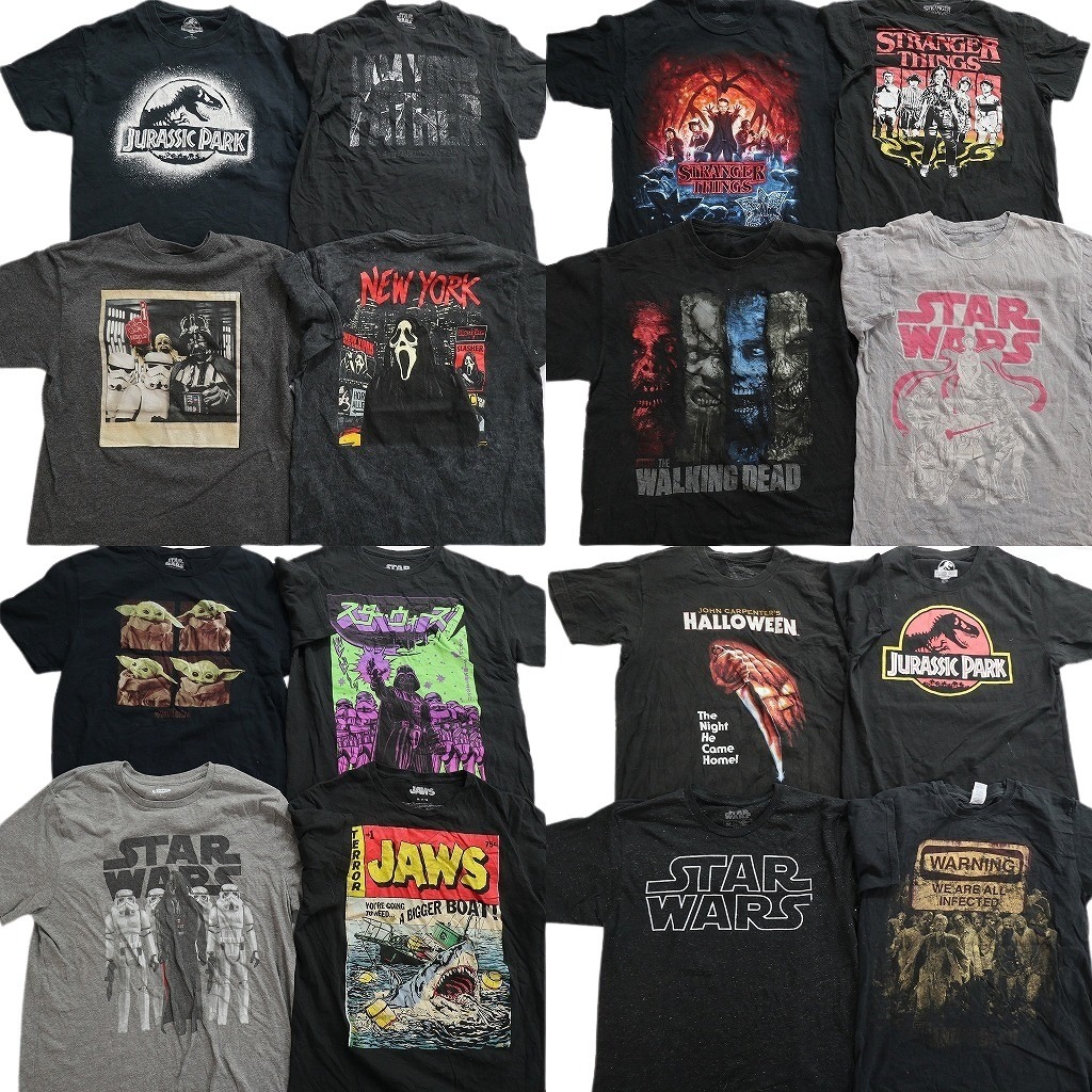 古着卸 映画・ドラマ 半袖Tシャツ 16枚セット (メンズ M ) ホラー ジョーズ ストレンジャーシングス ウォーキングデット 中古 古着 NE0045