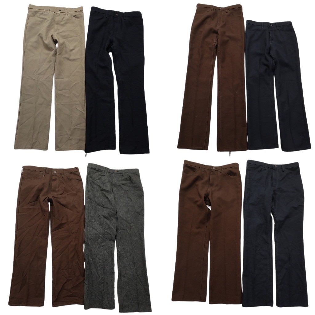 古着卸 まとめ売り Wrangler ラングラー ランチャー パンツ 8枚セット (メンズ 34 /33 ) フレア スラックス ブラウン 中古 古着 NE0218