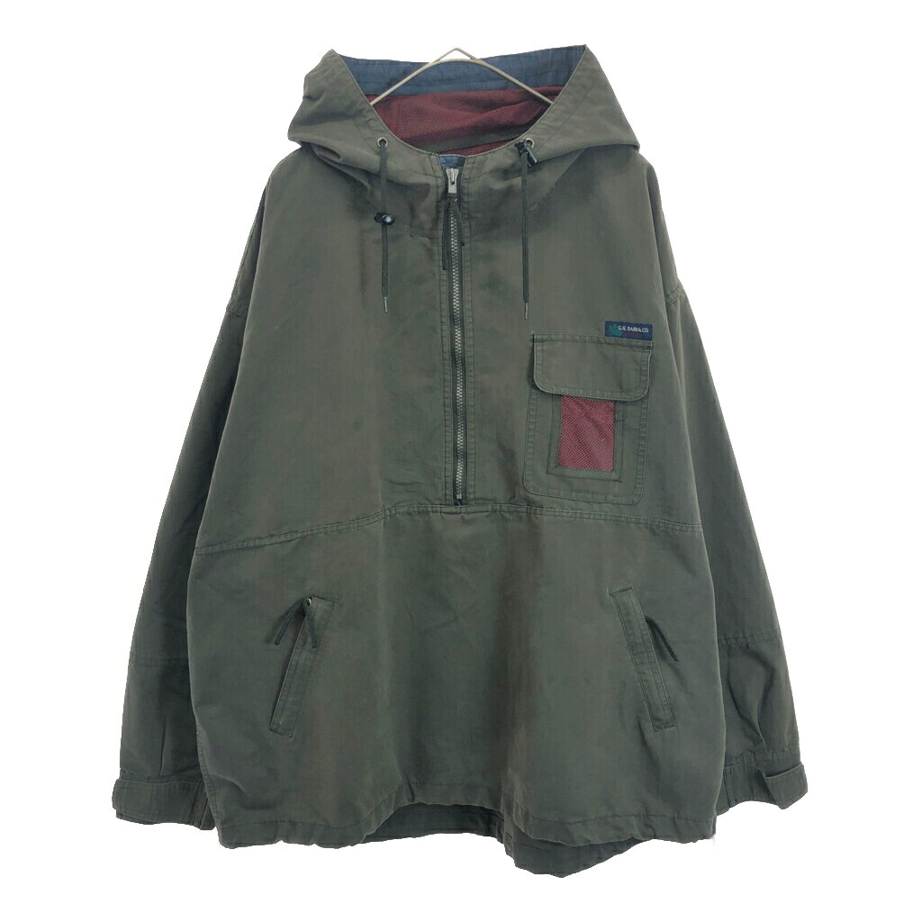 G.H.Bass&Co ジーエイチバス ハーフジップ プルオーバージャケット オリーブ(メンズ XL)中古 古着 X6199