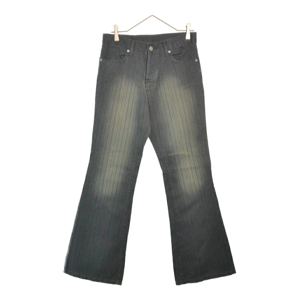 GRIN'S ブーツカット フェード デニムパンツ Y2K ストライプ ブラック(メンズ 38/30)中古 古着 X6207