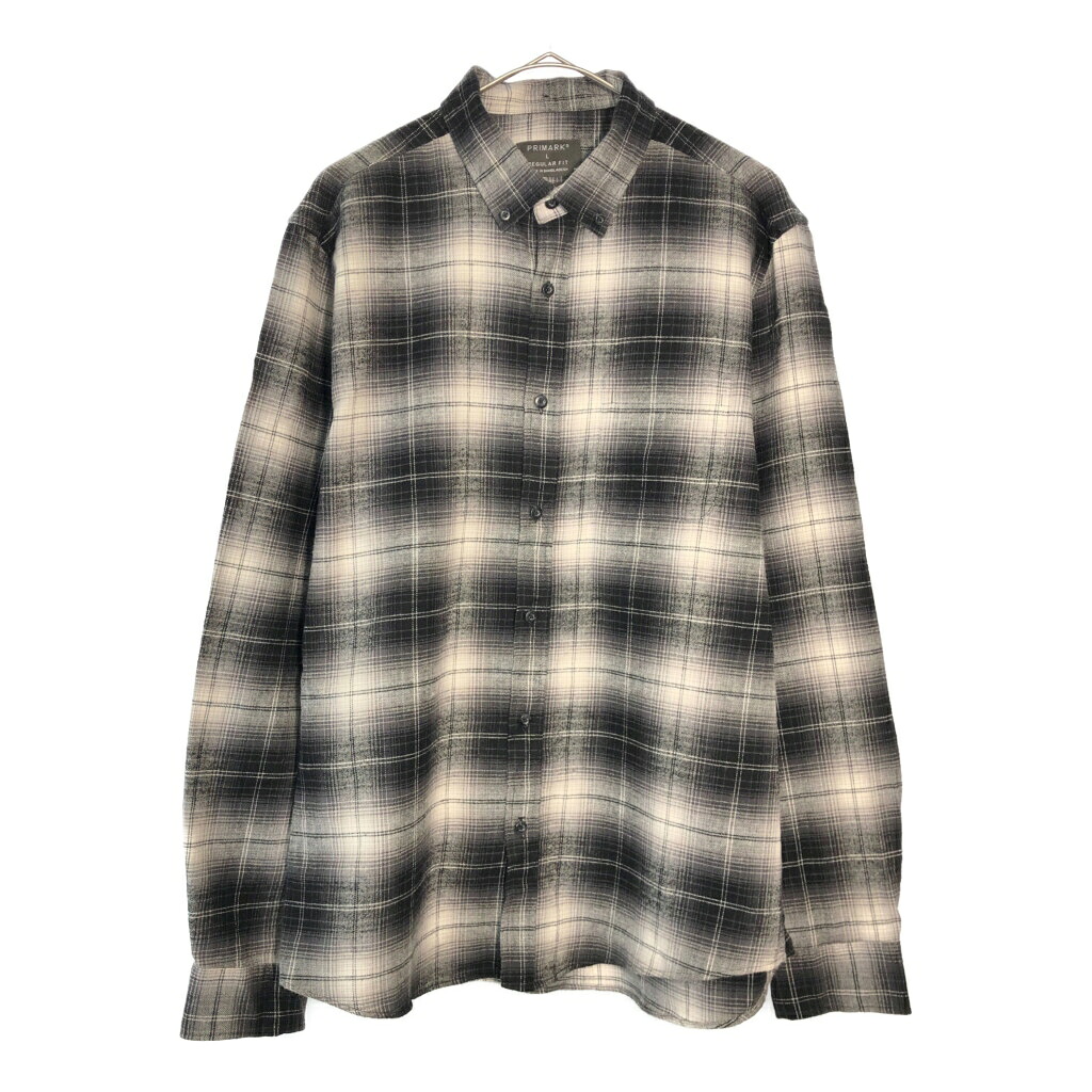 PRIMARK ボタンダウン フランネルシャツ オンブレチェック マルチカラー(メンズ L)中古 古着 X6312