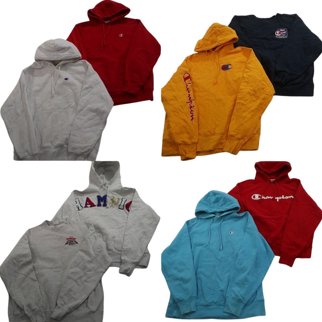 古着卸 まとめ売り チャンピオン Champion リバースウィーブ スウェット 8枚セット (メンズ L ) フーディー ワンポイント 中古古着 NE0432