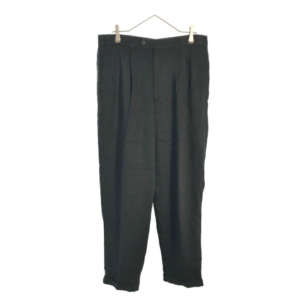 90年代 PERRY ELLIS ペリー エリス 2タック スラックスパンツ ブラック(メンズ W33 L30)中古 古着 X6443