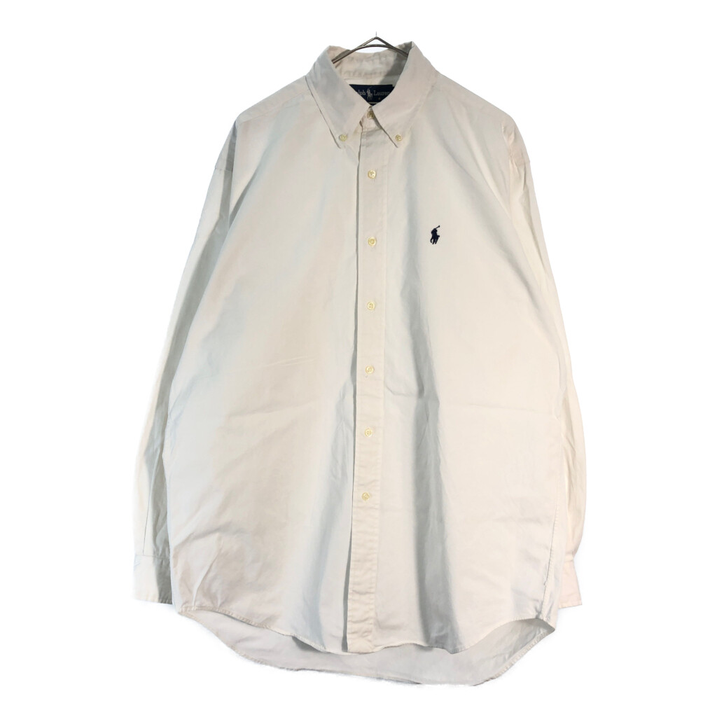 Polo by Ralph Lauren ポロ ラルフローレン BLAKE ボタンダウン 長袖シャツ ホワイト(メンズ M)中古 古着 X6482