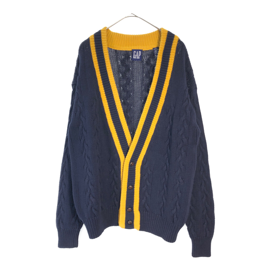 90年代 GAP ギャップ ケーブルニット コットンカーディガン オールドギャップ ネイビー(メンズ L)中古 古着 X6510 7,013円