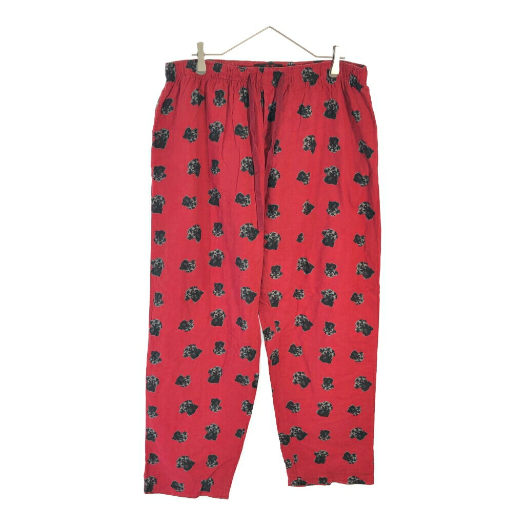 VARSITY SLEEPWEAR アニマルプリント 犬 総柄 パジャマパンツ レッド(メンズ XL)中古 古着 X6569