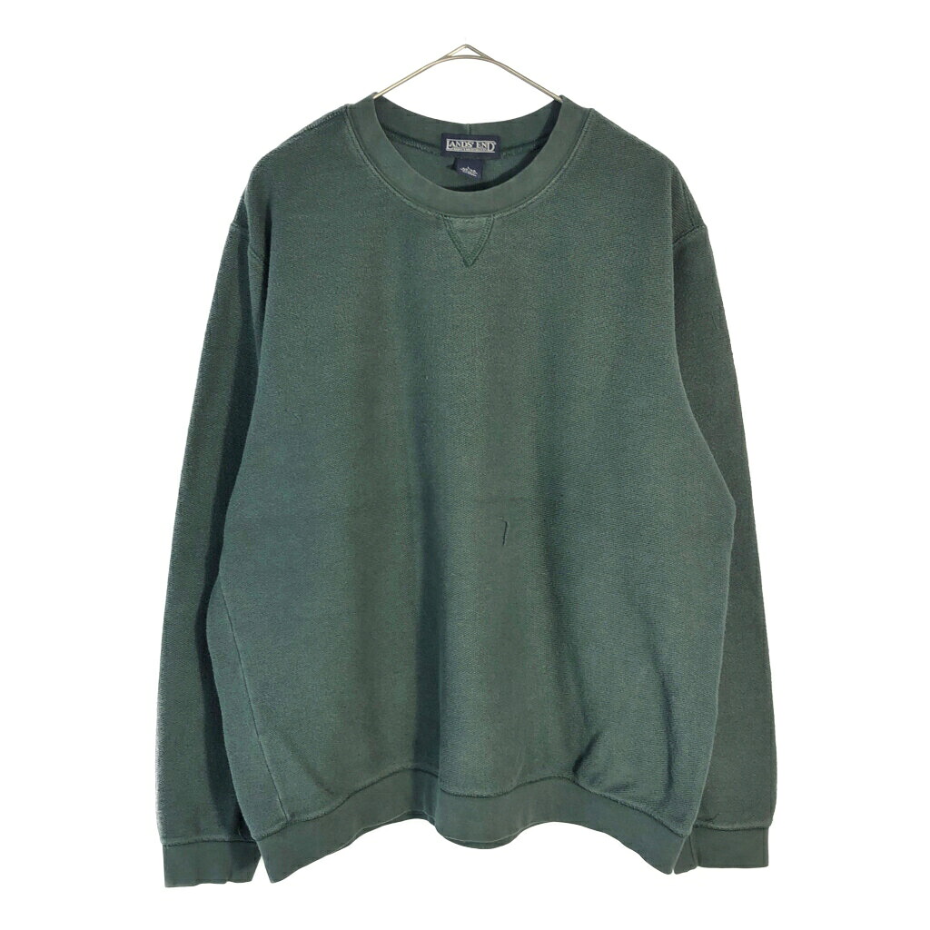 90年代 LANDS' END ランズエンド インサイドアウト スウェット 無地 グリーン(メンズ L)中古 古着 X6588