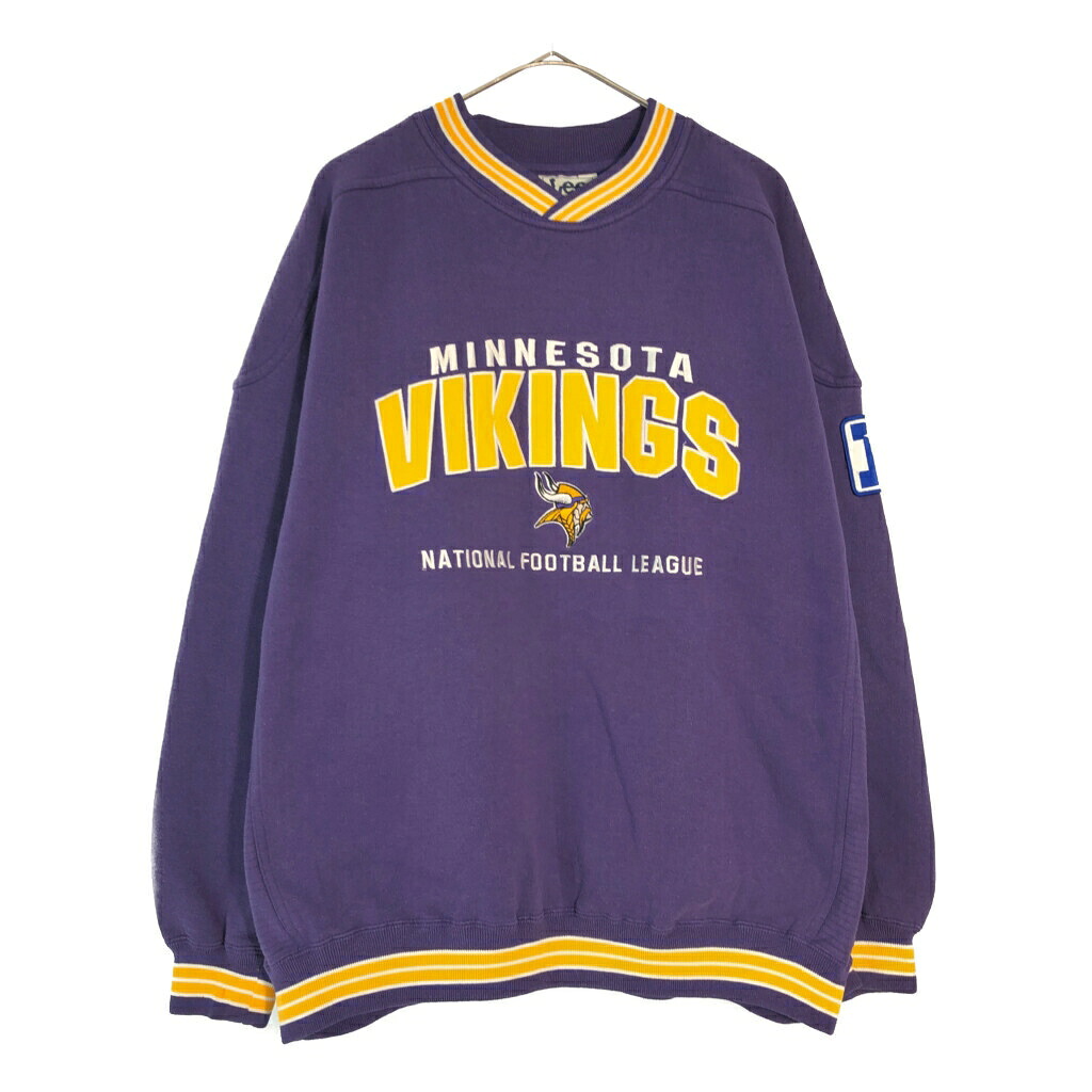 90年代 Lee SPORT リースポーツ NFL ミネソタ・バイキングス スウェット プロチーム アメフト パープル(メンズ XL)中古 古着 X6710