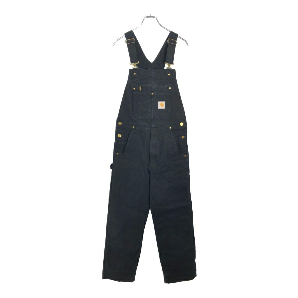 Carhartt カーハート ダック ダブルニー ビブオーバーオール ブラック(メンズ W30 L32)中古 古着 X6721