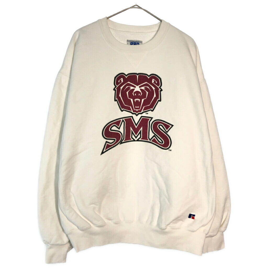 90年代 USA製 RUSSELL ATHLETIC ラッセル カレッジ スウェット ホワイト(メンズ XL)中古 古着 X6797