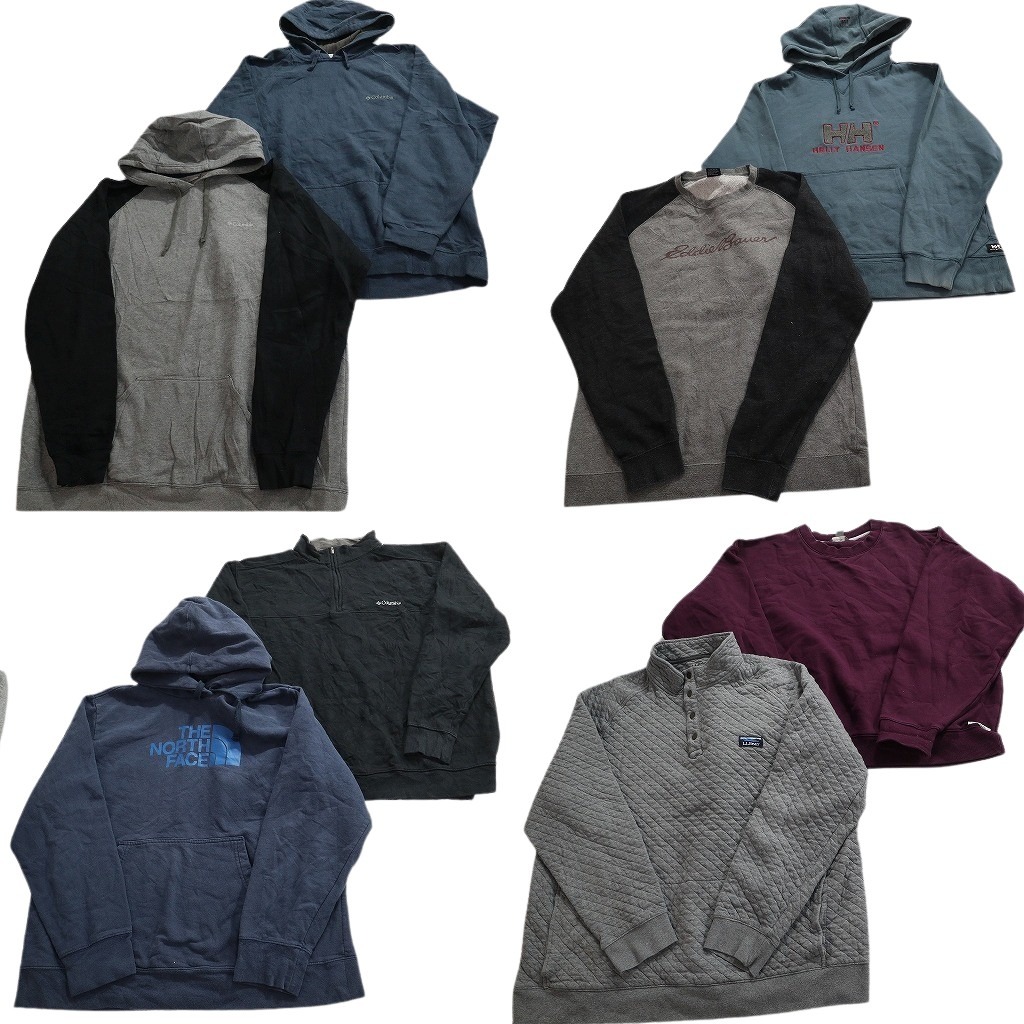 古着卸 まとめ売り アウトドアブランドMIX スウェット 8枚セット (メンズ XL /2XL ) ノースフェイス エディーバウアー 中古 古着 NE0793