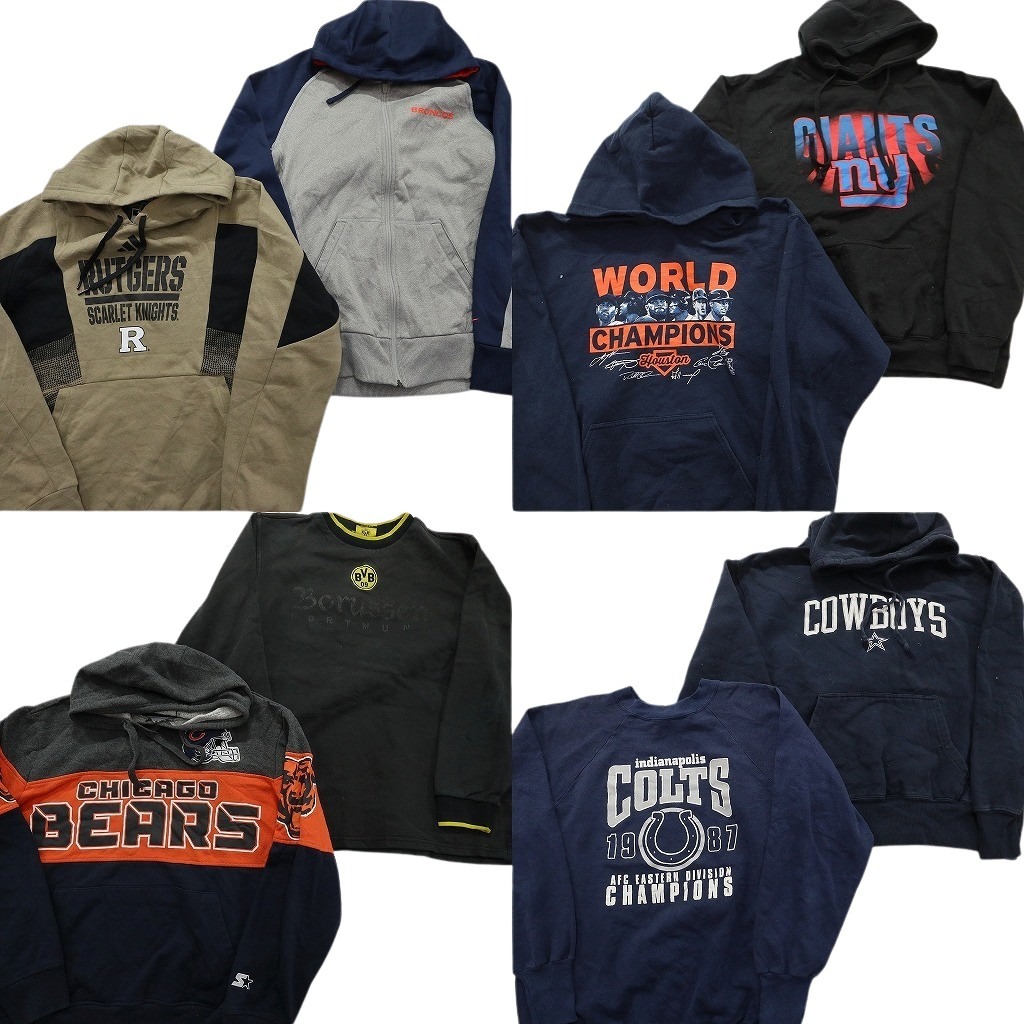 古着卸 まとめ売り プロチーム スウェット 8枚セット (メンズ L ) NFL ブロンコス カウボーイズ ジャイアンツ ナイキ 中古 古着 NE0801