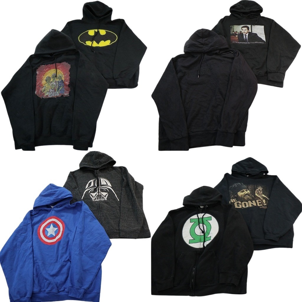 古着卸 まとめ売り 映画・ドラマ スウェット 8枚セット (メンズ XL /2XL ) スターウォーズ マーベル バットマン 中古 古着 NE0853