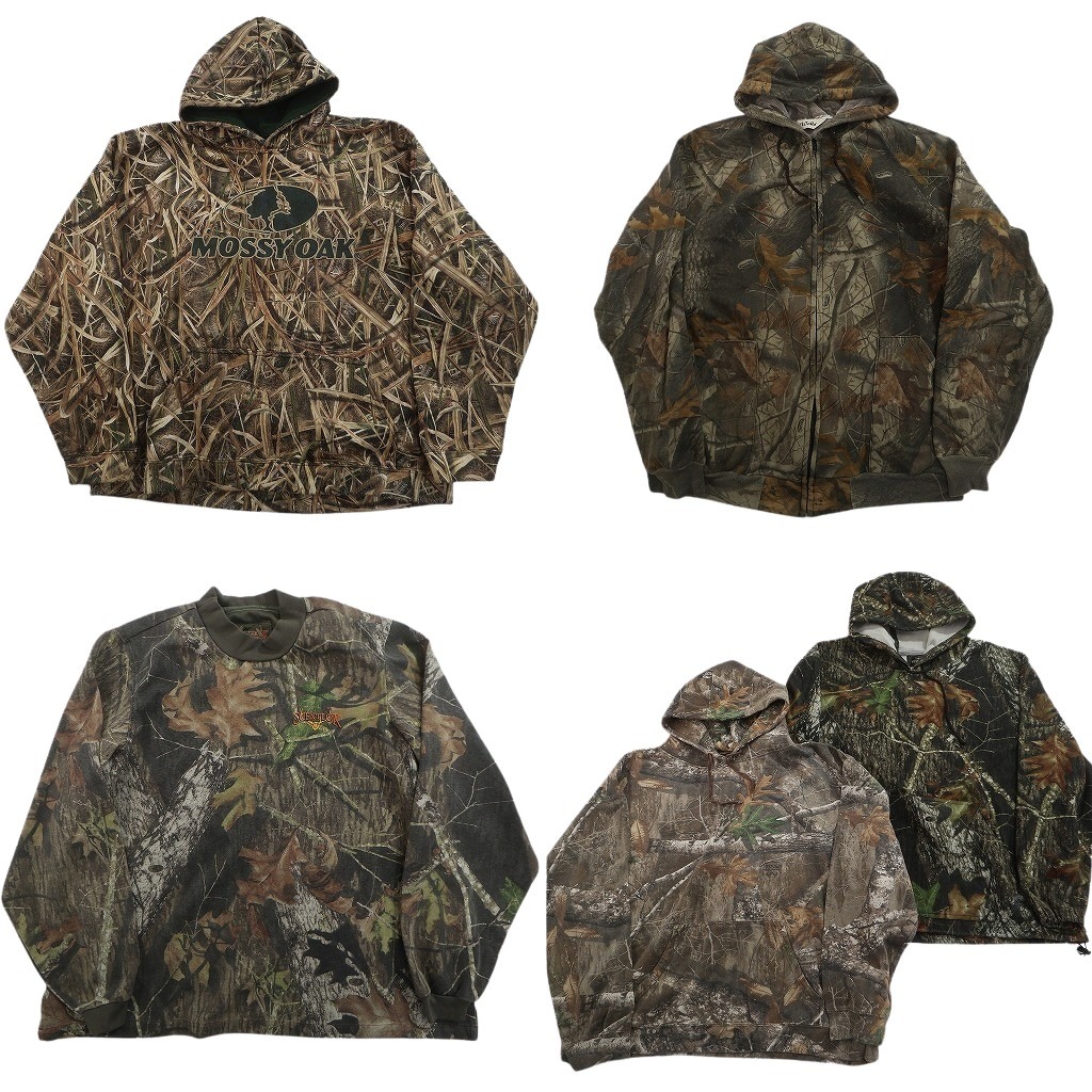 古着卸 まとめ売り リアルツリー スウェット 5枚セット (メンズ 2XL /3XL ) モッシーオーク ジップパーカー 中古 古着 NE0872