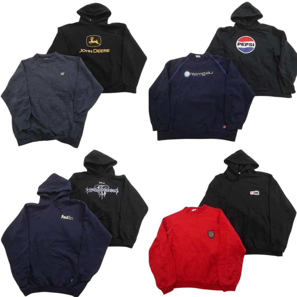 古着卸 まとめ売り 企業 スウェット 8枚セット (メンズ XL /2XL ) ペプシ フェデックス キャタピラー ダンロップ 中古 古着 NE0876