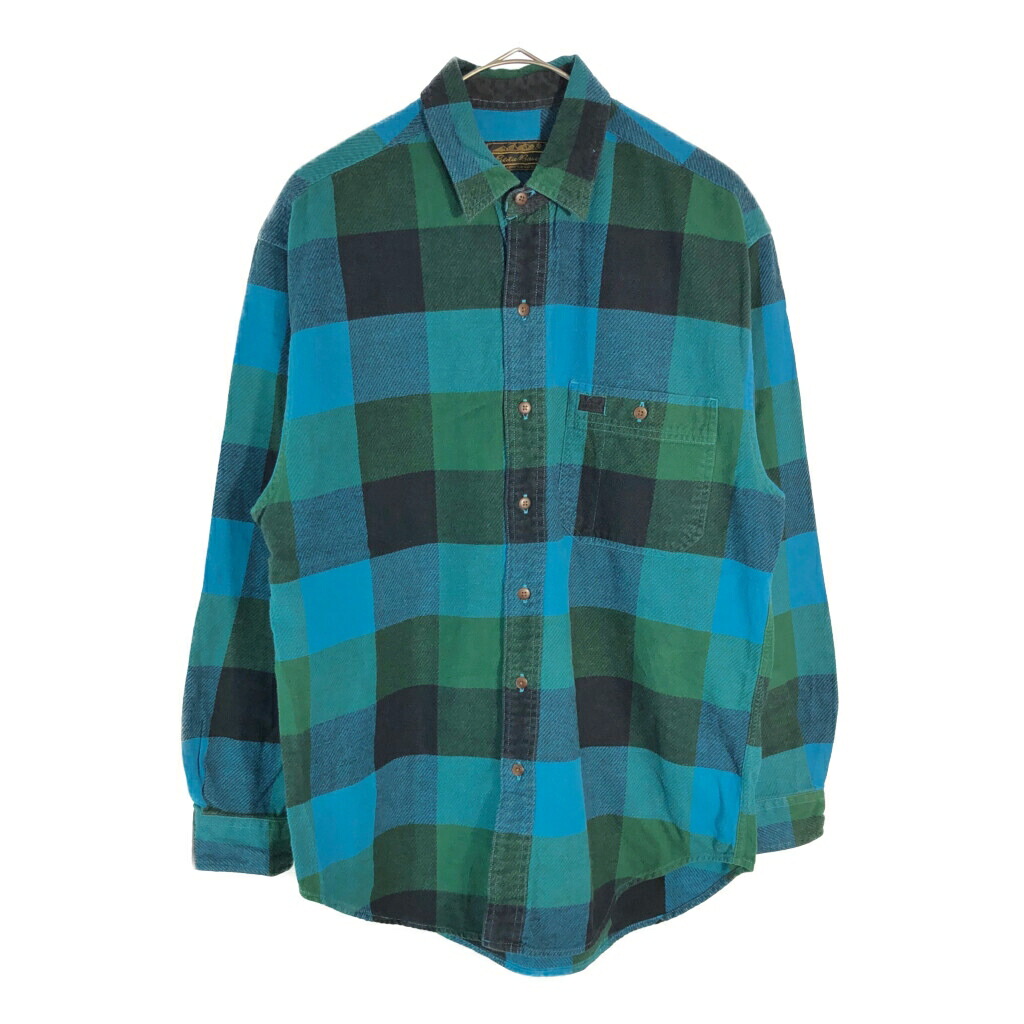 90年代 Eddie Bauer エディーバウアー フランネルシャツ アウトドア チェック マルチカラー(メンズ M)中古 古着 X6824