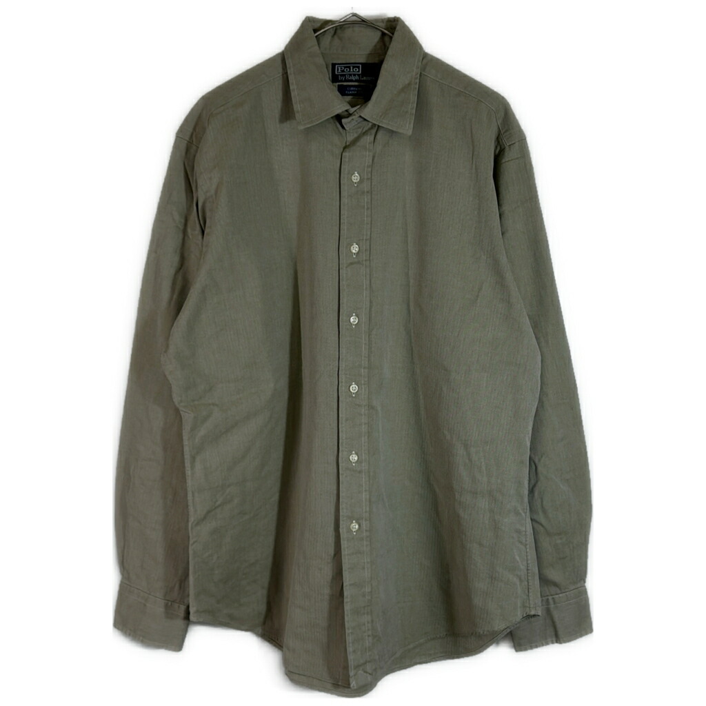 Polo by Ralph Lauren ポロ ラルフローレン CURHAM HBT ヘリンボーンツイル 長袖シャツ ブラウン(メンズ L)中古 古着 X6843