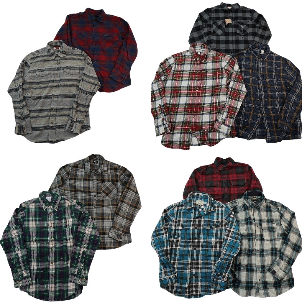 古着卸 まとめ売り ブランドMIX ネルシャツ 10枚セット (メンズ S /M ) ラングラー アメリカンイーグル GAP リーバイス 中古 NE0963 13,650円