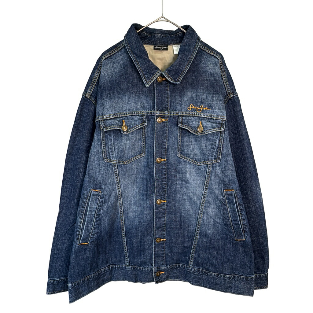 Sean John ショーンジョン デニムジャケット 大きいサイズ ブルー(メンズ XXXL)中古 古着 X6947