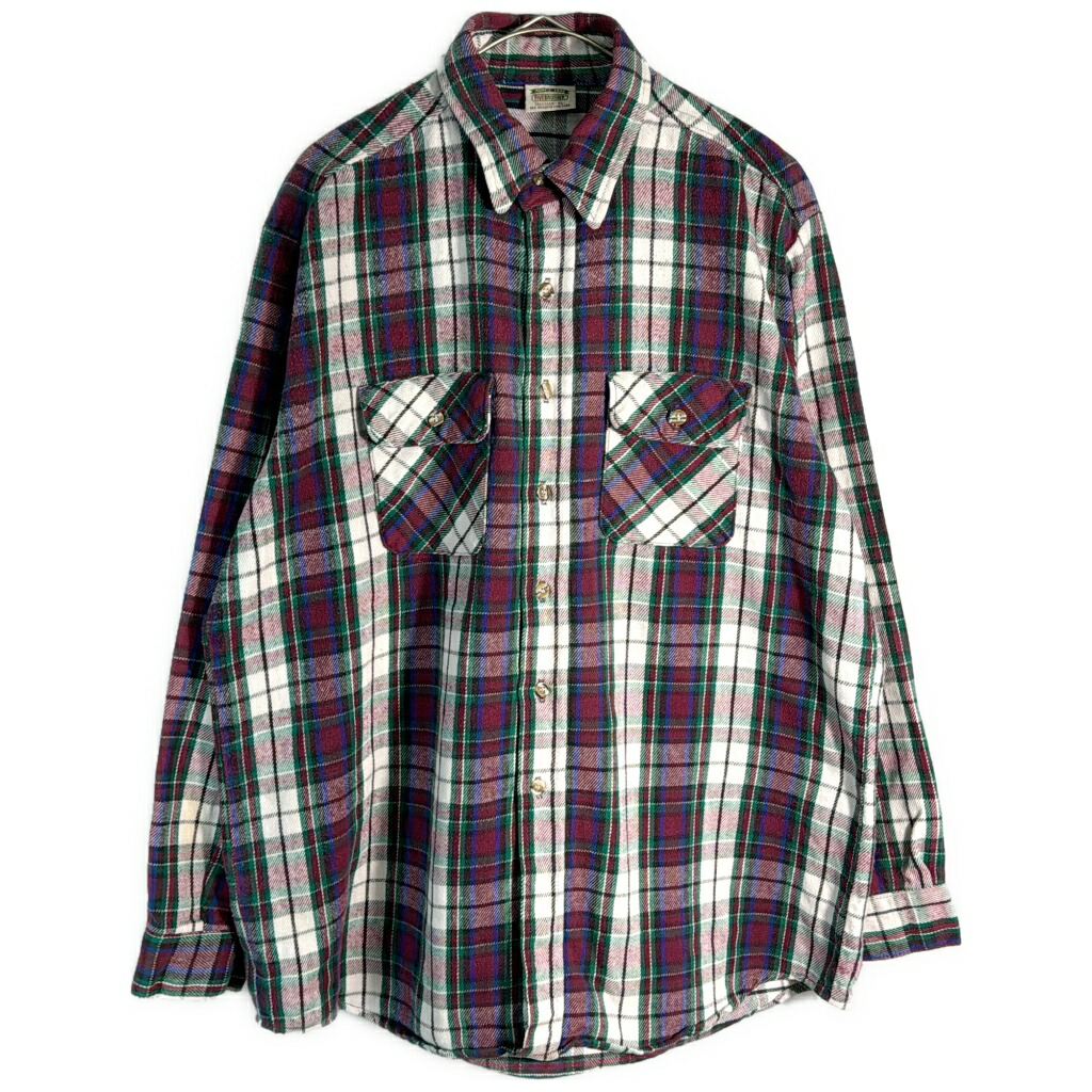 90年代 FIVE BROTHER ファイブブラザー ヘビーフランネルシャツ チェック マルチカラー(メンズ XL)中古 古着 X6983|YAMAHISA USEDCLOTHINGSHOP