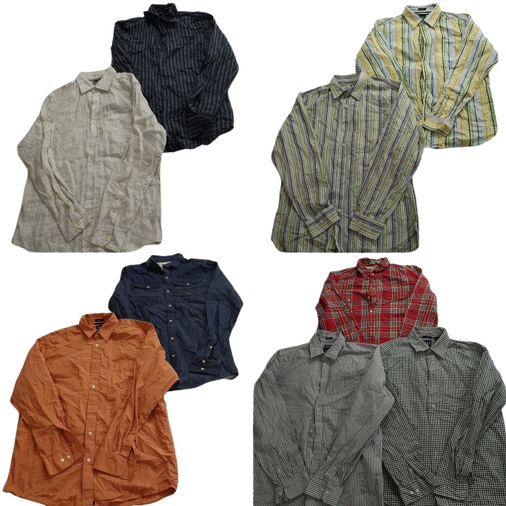 古着卸 まとめ売り ブランドMIX 長袖シャツ 9枚セット (メンズ M ) リーバイス バナナリパブリック G-STAR RAW 中古 古着 NE1098