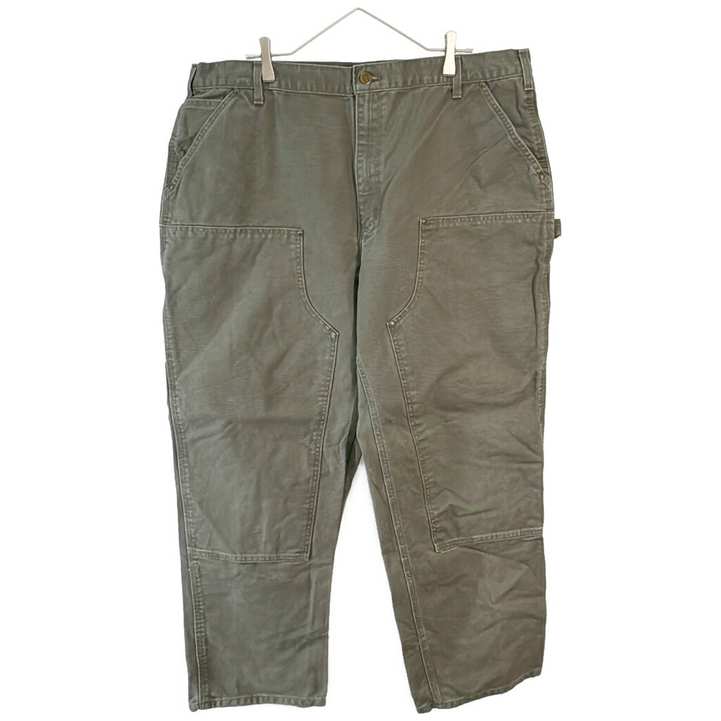 Carhartt カーハート ダック ダブルニー ペインターパンツ 大きいサイズ オリーブ(メンズ W42 L30)中古 古着 X7046
